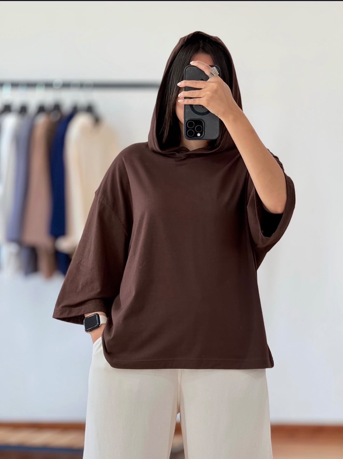 تیشرت باکسی کلاهدار