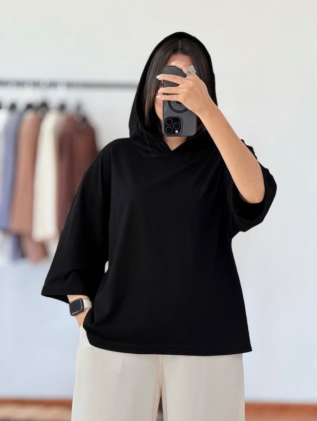 تیشرت باکسی کلاهدار